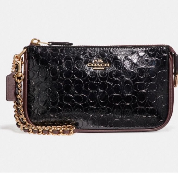 Coach Handbags - Authentic COACH debossed leather black wristlet 💕